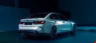 BMW M3 Competition (G80) in Individual Frozen Brilliant White Metallic | Rear Right Three Quarter view